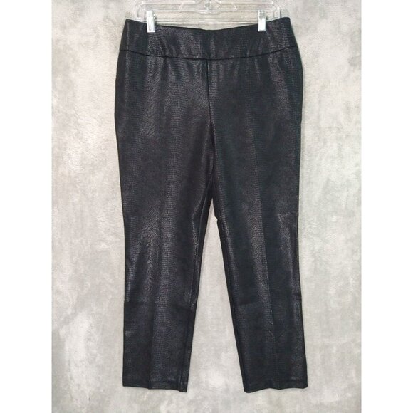 Soft Surroundings Pants Womens Large Black Foil Python Charlize Ponte Pull On - Picture 1 of 10